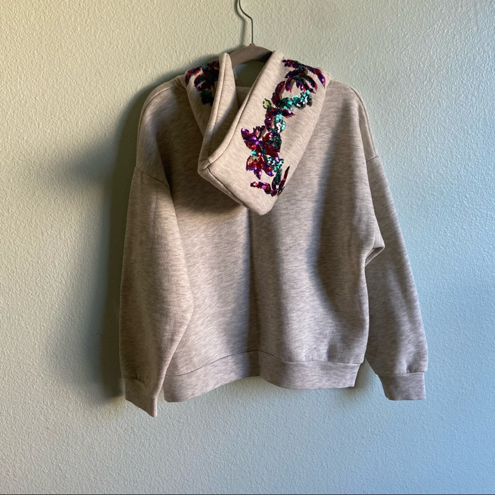Zara Heather Gray Sequined Hoodie